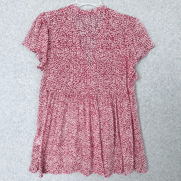 Joie Silk Blouse Top Womens Small Short Sleeve Tie Front Sheer Lightweight READ - Picture 9 of 16